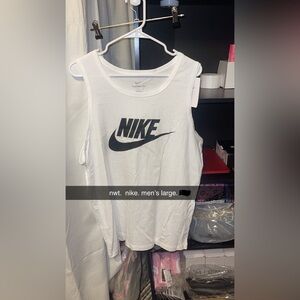 Nike men’s White Tank Top with Black Logo